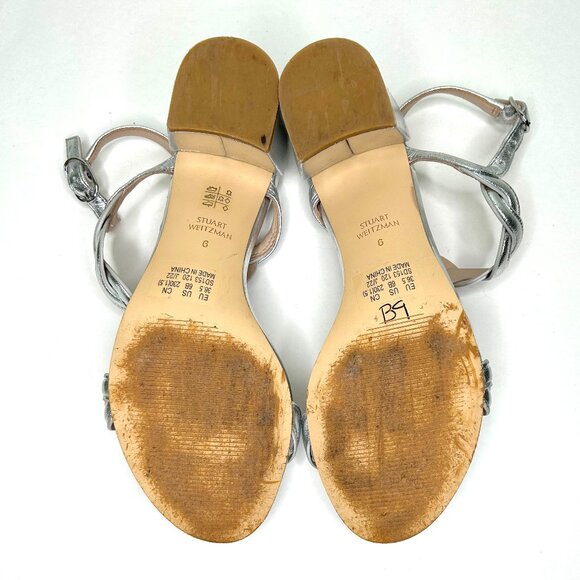 Stuart Weitzman Twistie Block Heel in Silver Size 6 - Picture 10 of 13